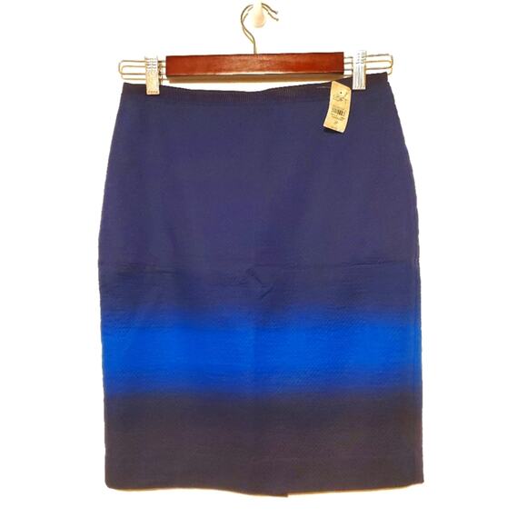LOFT Blue Ombre Striped Pencil Skirt NWT sz 2P - Picture 4 of 8